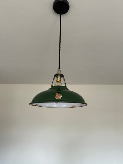 Geniune Green Solid Coolicon 1932 Shade Pendant Set Light 11 Inch | Ceiling Dining Room | Kitchen Table | Vintage Filament Bulb