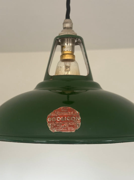 Geniune Green Solid Coolicon 1932 Lamp Shade Pendant Set Light 11 Inch | Ceiling Dining Room | Kitchen Table | Vintage Filament Bulb