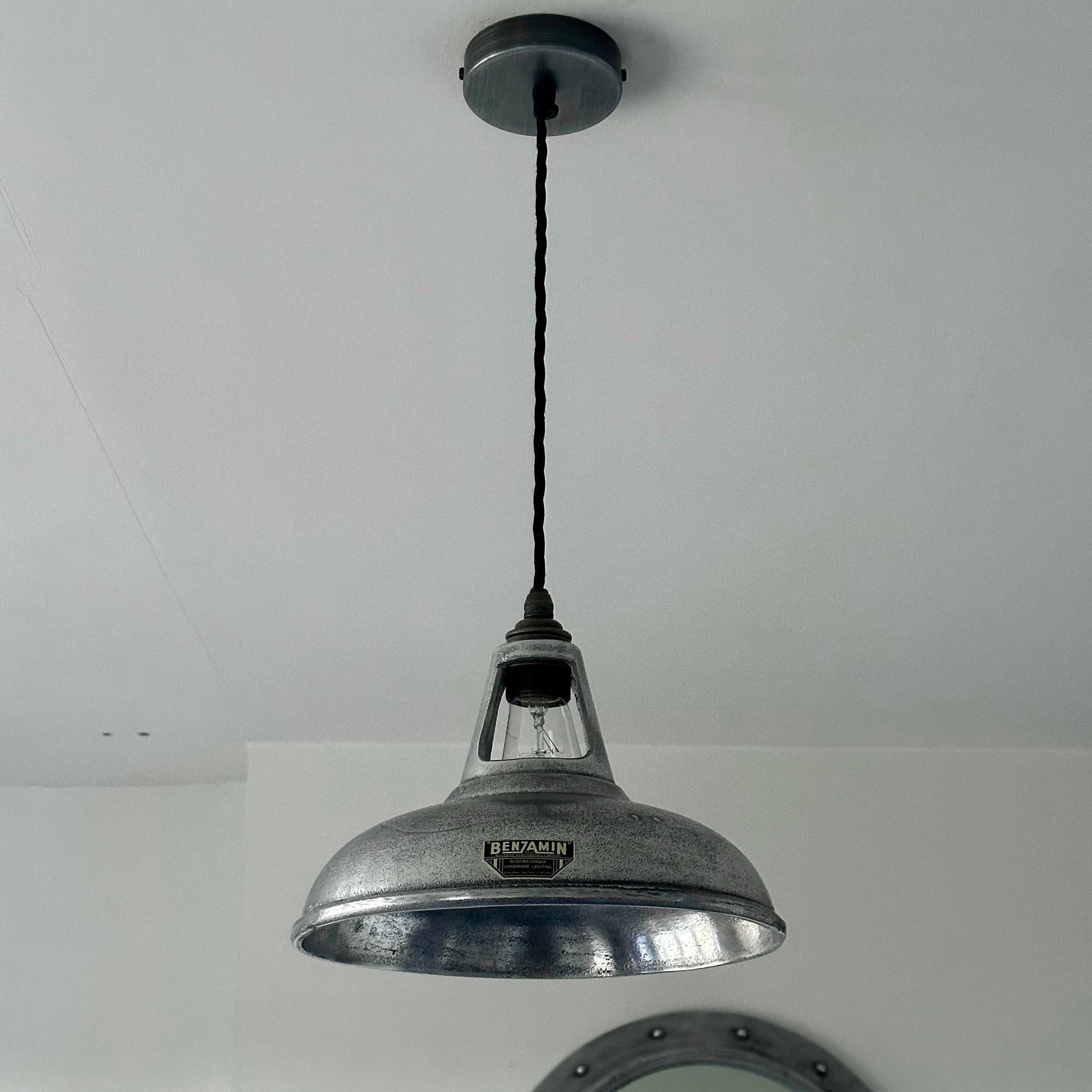 Cawston ~ Silver Solid Cast Aluminium Lampshade Pendant Set Light ~ 11 Inch