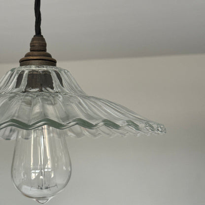 Lenwade ~ Prismatic Glass Shade Light ceiling dining room kitchen table vintage edison filament lamps pendant bar