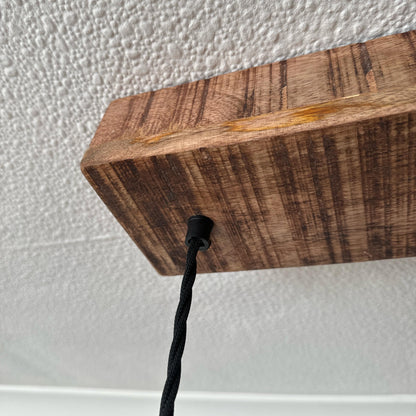 Morely XL ~ 3 x Linen White Lampshade Pendant Set Wooden Track Light | Dining Room | Kitchen Table