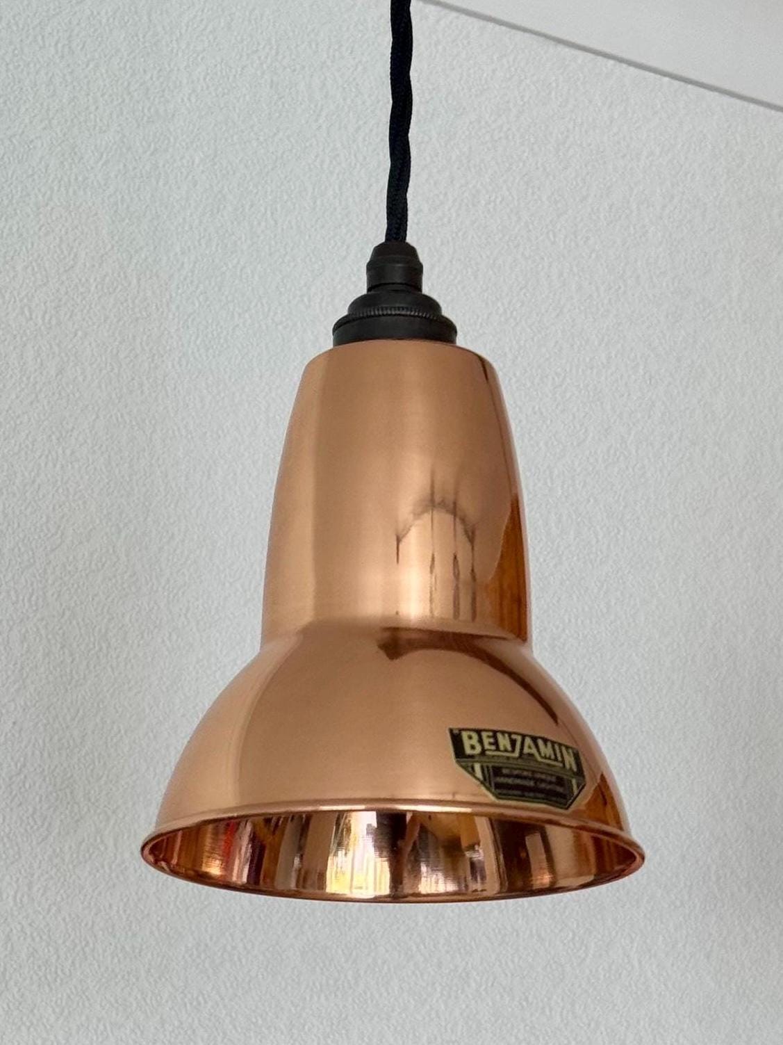 Alby 3 x Solid Copper Lampshade Pendant Set Wooden Track Light Dining Room Kitchen Table