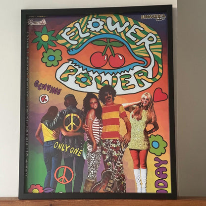 Flower Power ~ Genuine Pacha Ibiza Framed Dj Artwork | Luxury Black Frame
