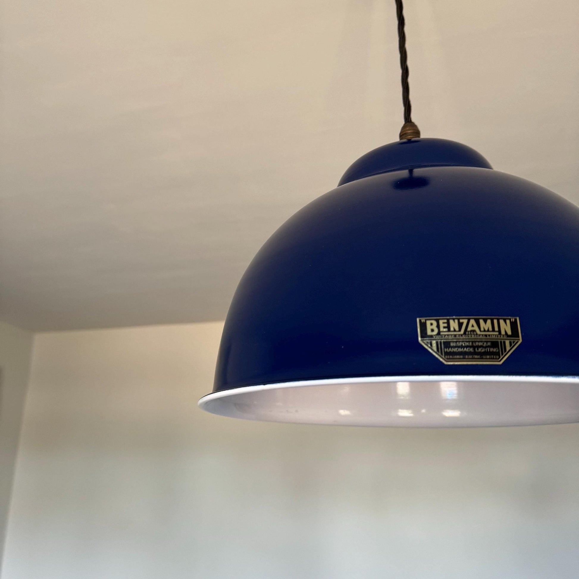 Morley XL ~ Navy Blue Solid Steel Shade Pendant Set Light ~ 13 Inch