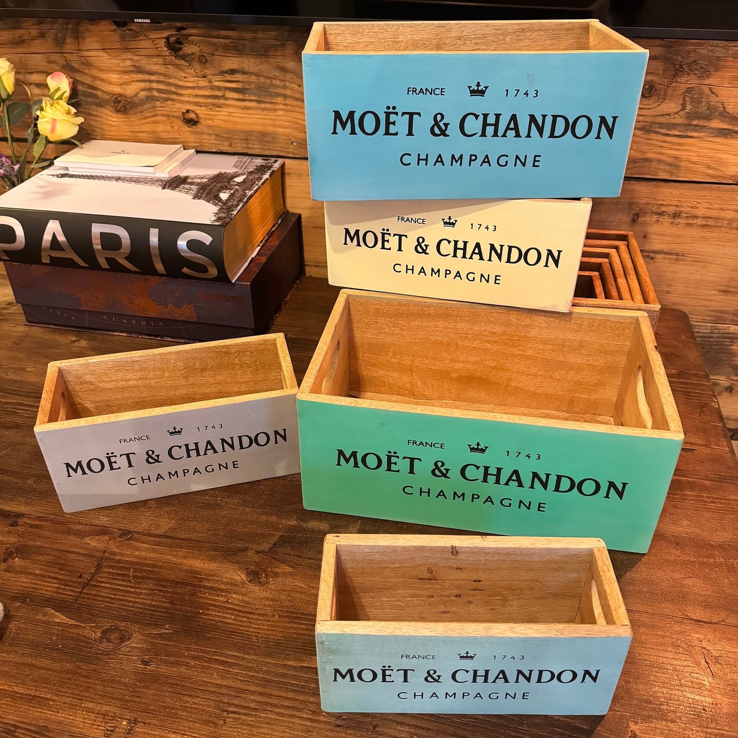Storage Boxes Moët & Chandon Champagne Crates Chic Finish