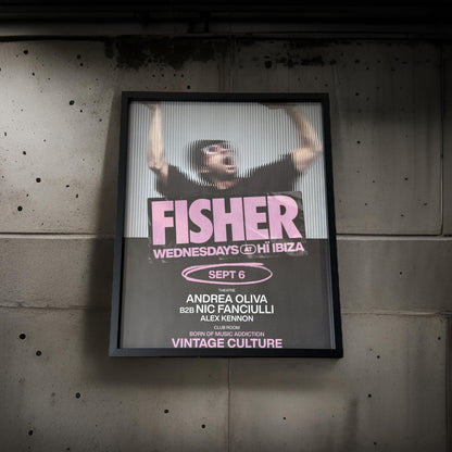 Fisher ~ Genuine Ibiza Framed Dj Artwork | Hi Ibiza | Luxury Black Frame