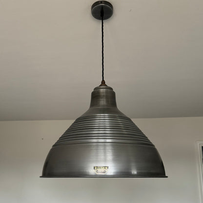 Burnham XXL ~ Pewter Industrial Shade Pendant Set Light ~ 20 Inch