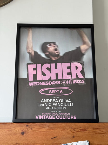 Fisher ~ Genuine Ibiza Framed Dj Artwork | Hi Ibiza | Luxury Black Frame