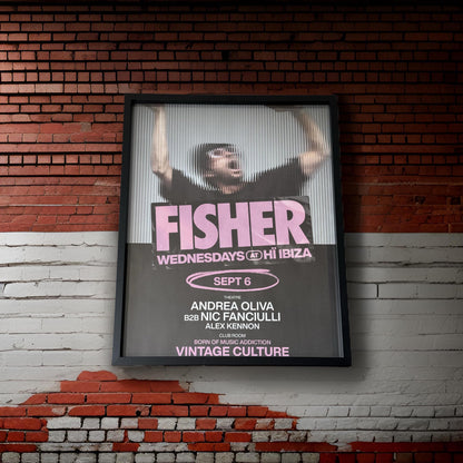 Fisher ~ Genuine Ibiza Framed Dj Artwork | Hi Ibiza | Luxury Black Frame
