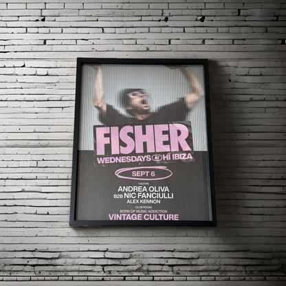 Fisher ~ Genuine Ibiza Framed Dj Artwork | Hi Ibiza | Luxury Black Frame