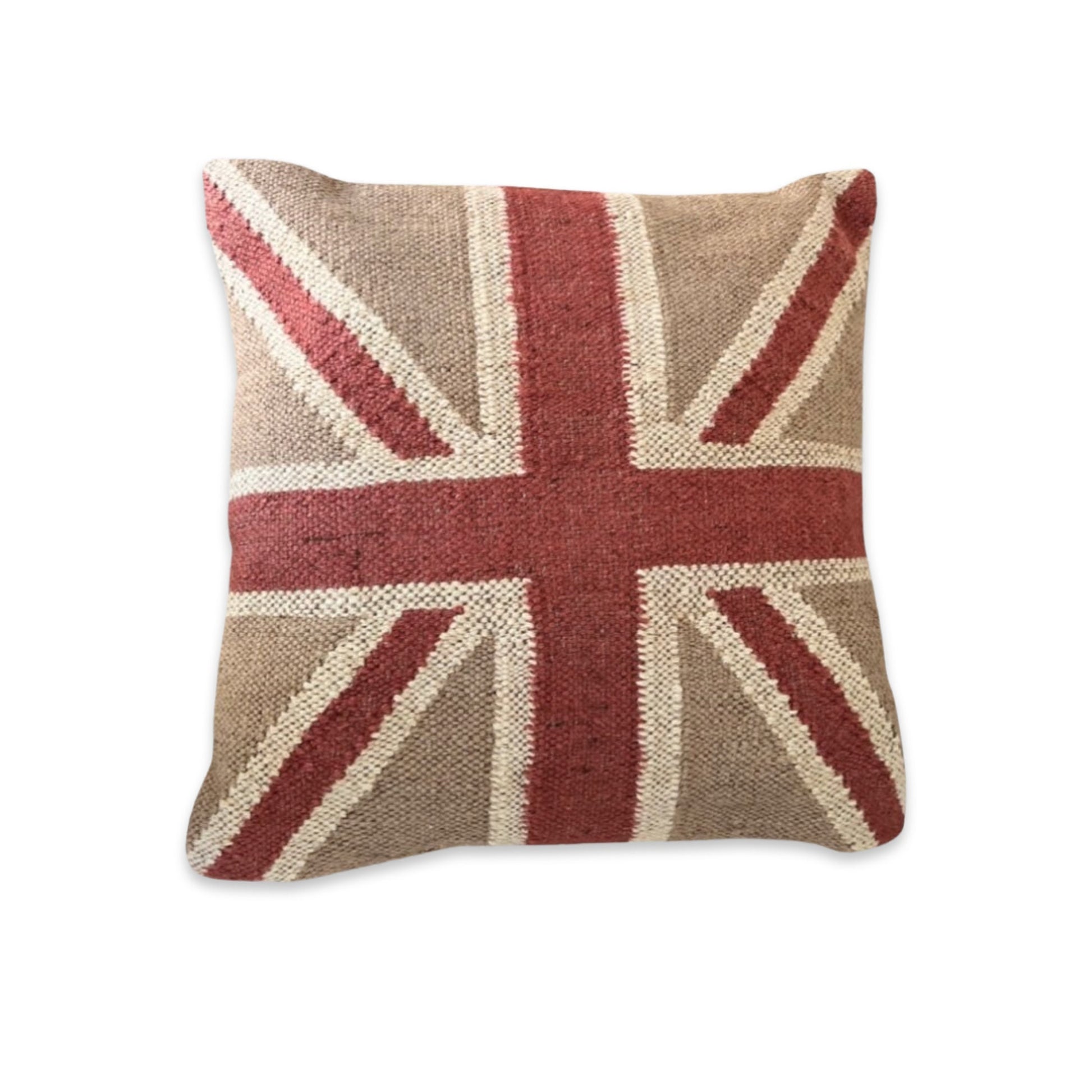 Hand Crafted Union Jack Flag Large 18” Cushion | Great Britain | Vintage Style | Man Cave Pillow