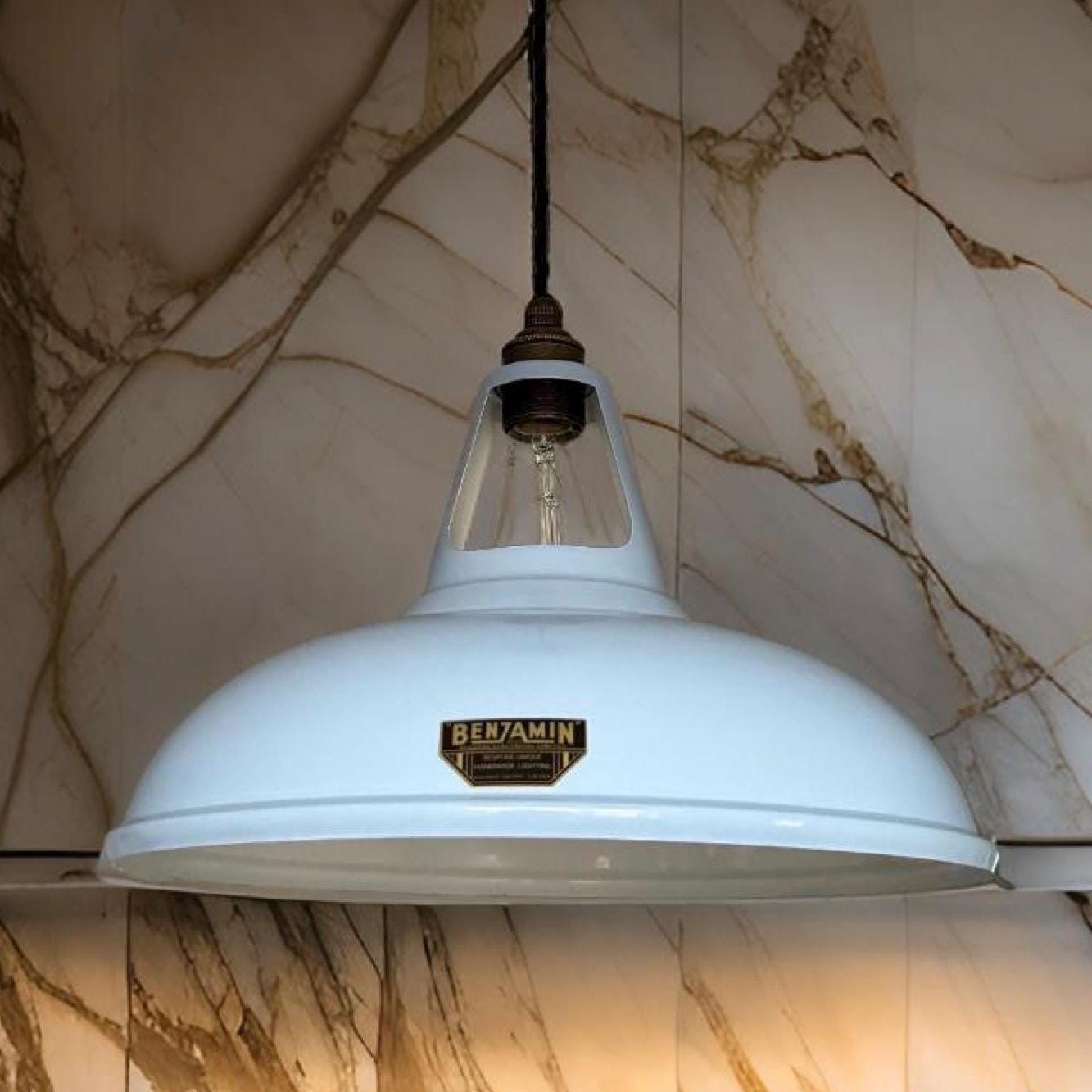 Cawston XL ~ Light Sky Blue Slotted Lampshade Pendant Set Light *Worn* ~ 14 Inch