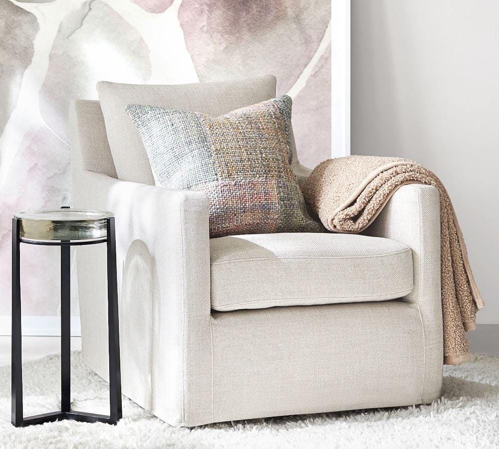 Solid Glass Round Accent Side Coffee Table Retro