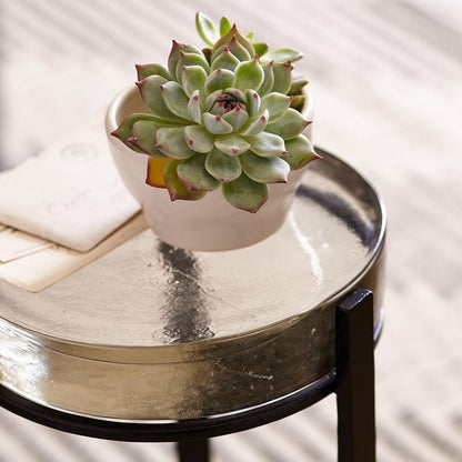 Solid Glass Round Accent Side Coffee Table Retro