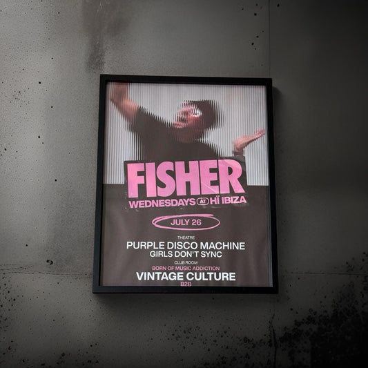 Fisher ~ Genuine Ibiza Framed Dj Artwork | Hi Ibiza | Luxury Black Frame