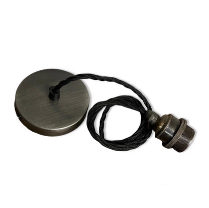 Cawston XL ~ Matt Black & Antique Brass Lampshade Slotted Design Pendant Ceiling Light ~ 14 Inch