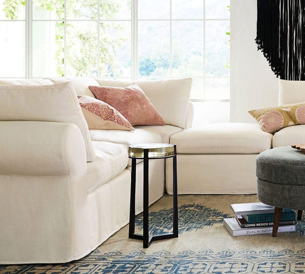 Solid Glass Round Accent Side Coffee Table Retro