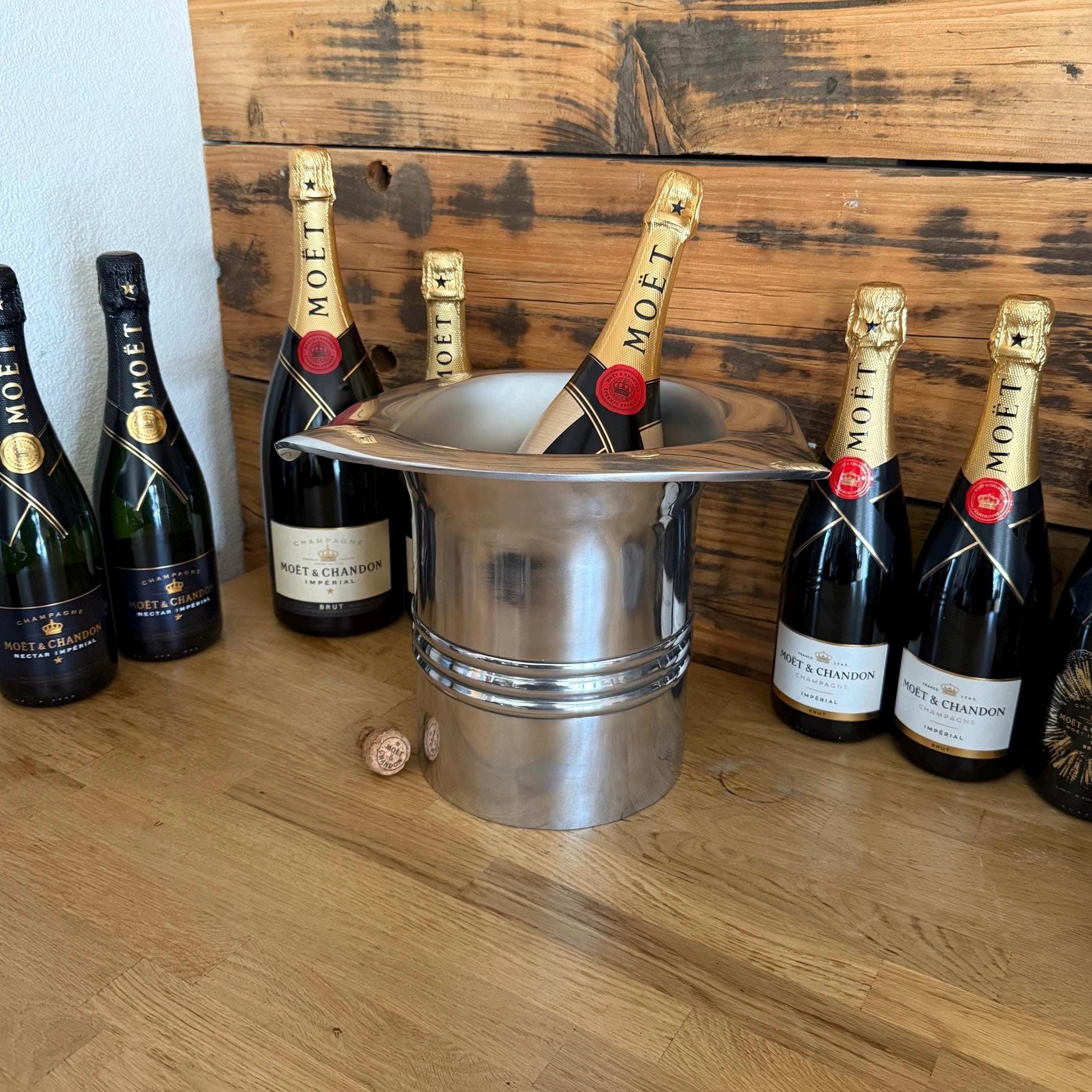 XL Top Hat ~ Solid Cast Engraved Champagne Ice Bucket | Wine Cooler Bath