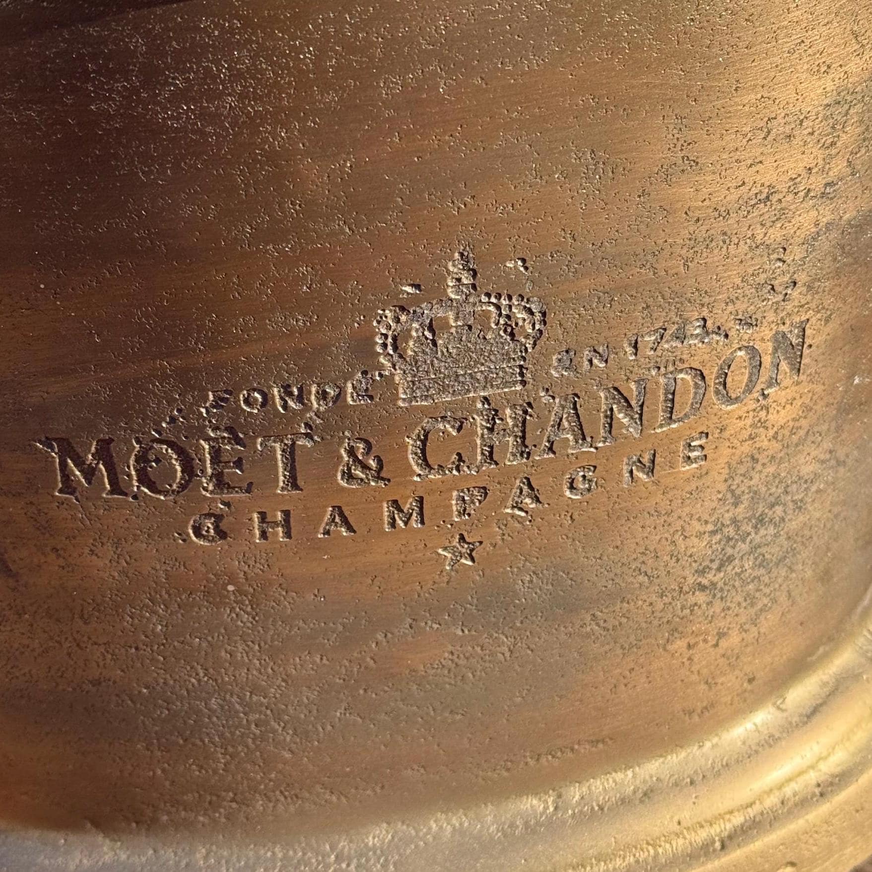 Moët & Chandon Antique Brass Great Gatsby ~ Solid Cast Engraved Champagne Ice Bucket | Wine Cooler