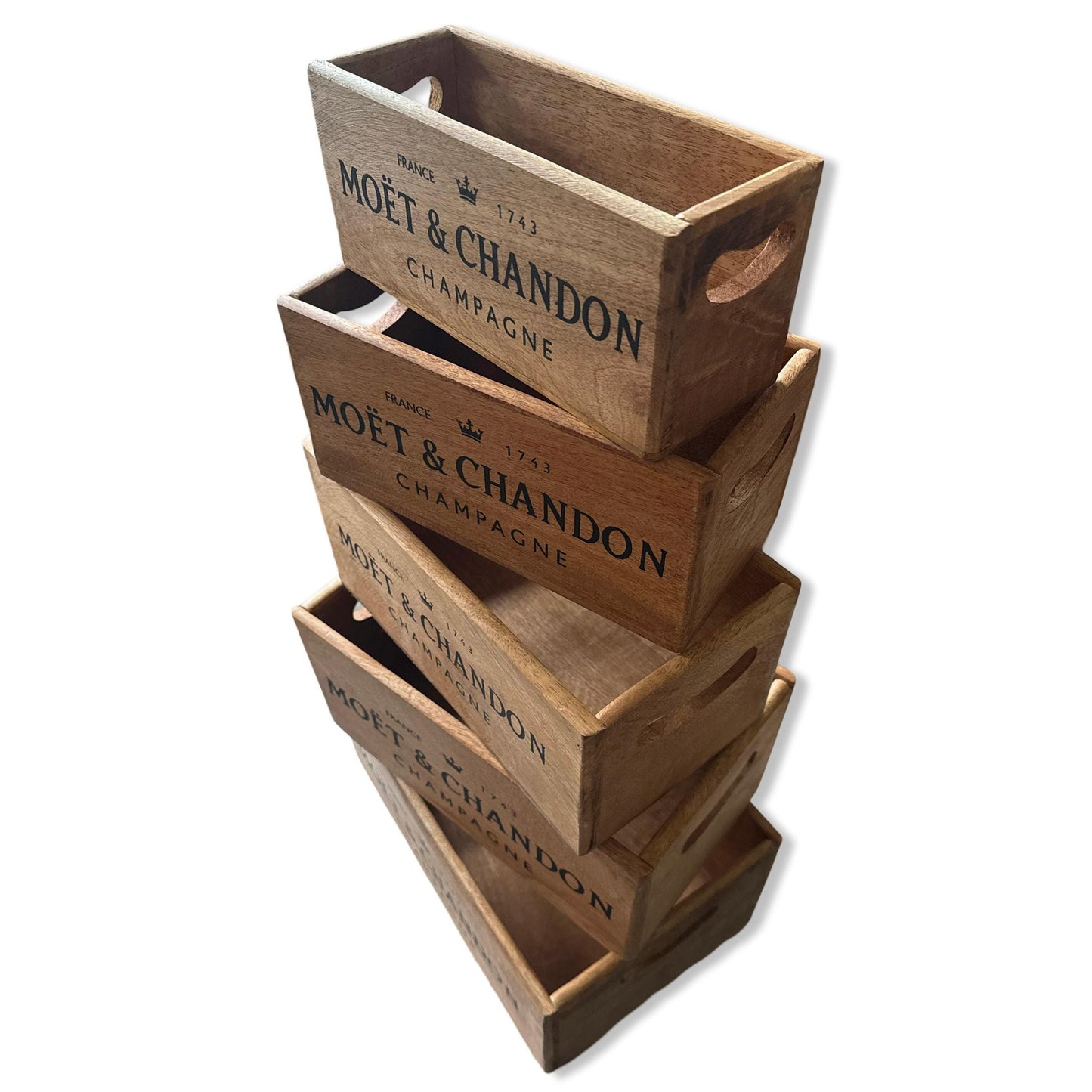 Storage Wooden Boxes Moët & Chandon Champagne Crates Natural Finish