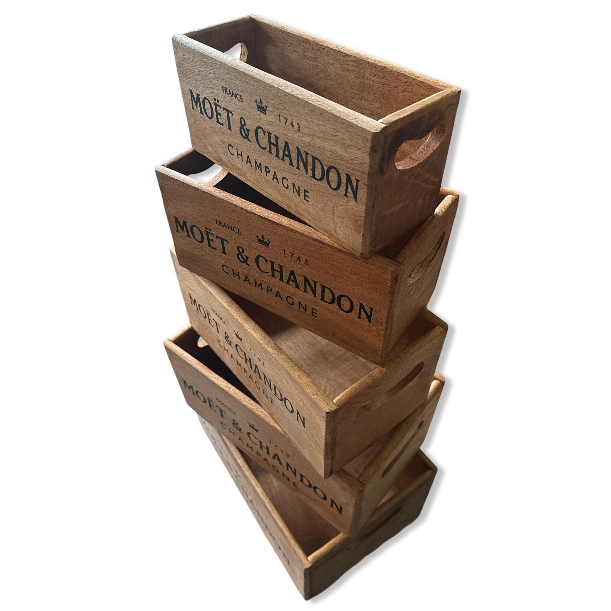 Storage Wooden Boxes Moët & Chandon Champagne Crates Natural Finish