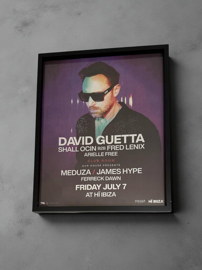 Hï Ibiza ~ David Guetta Genuine Official Framed Dj Artwork Travel Poster | Luxury Black Frame