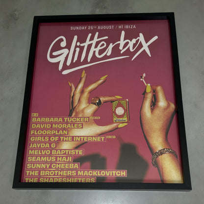 Glitterbox ~ Genuine Hi Ibiza Framed Dj Artwork | A3 Luxury Black Frame