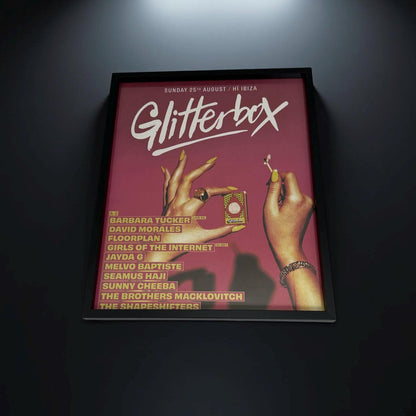 Glitterbox ~ Genuine Hi Ibiza Framed Dj Artwork | A3 Luxury Black Frame