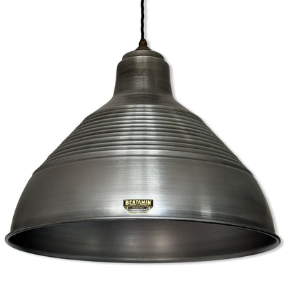 Burnham XXL ~ Pewter Industrial Shade Pendant Set Light ~ 20 Inch