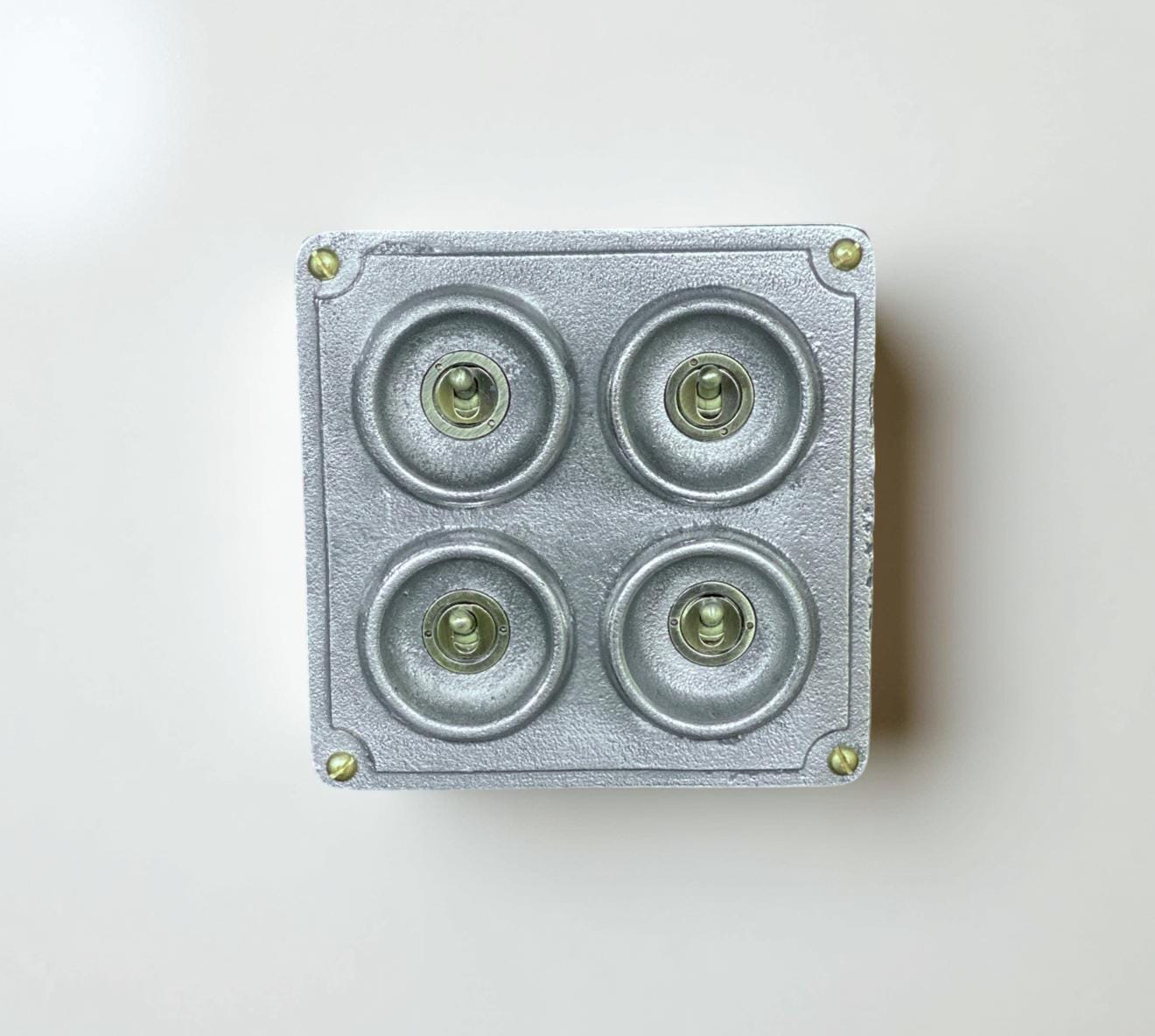 4 Gang 2 Way Solid Cast Metal Surface Mounted Conduit Light Switch Industrial - BS EN Approved Vintage Crabtree