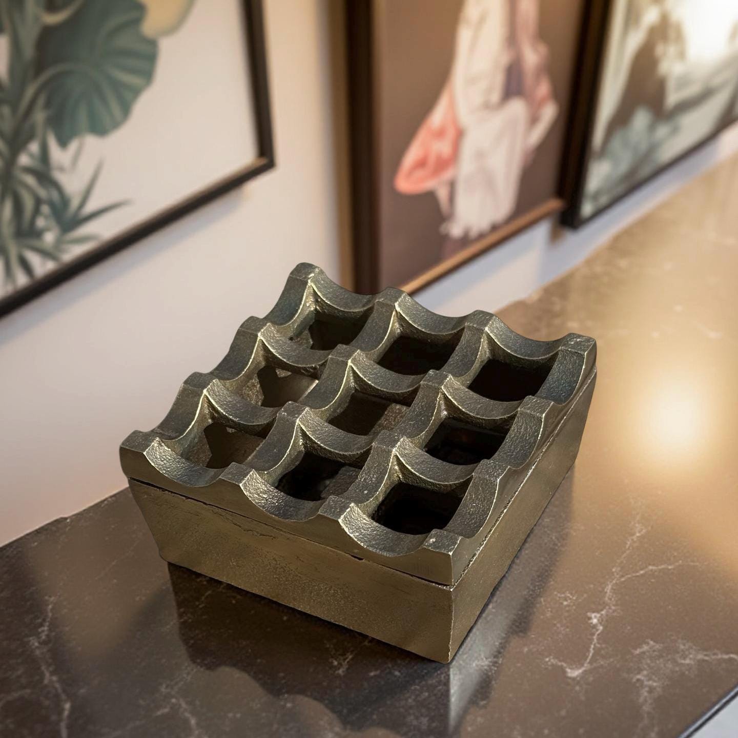 Antique Brass Handcrafted Cast Ashtray - Vintage Style Cigar Holder Ashtray - Heavy Cigarette Ashtray