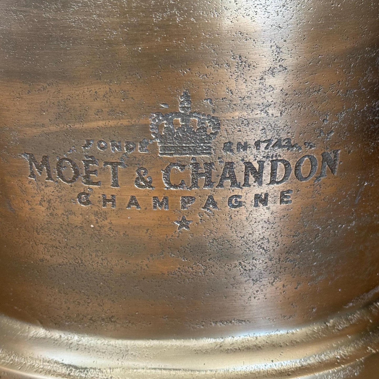 Moët & Chandon Antique Brass Great Gatsby ~ Solid Cast Engraved Champagne Ice Bucket | Wine Cooler
