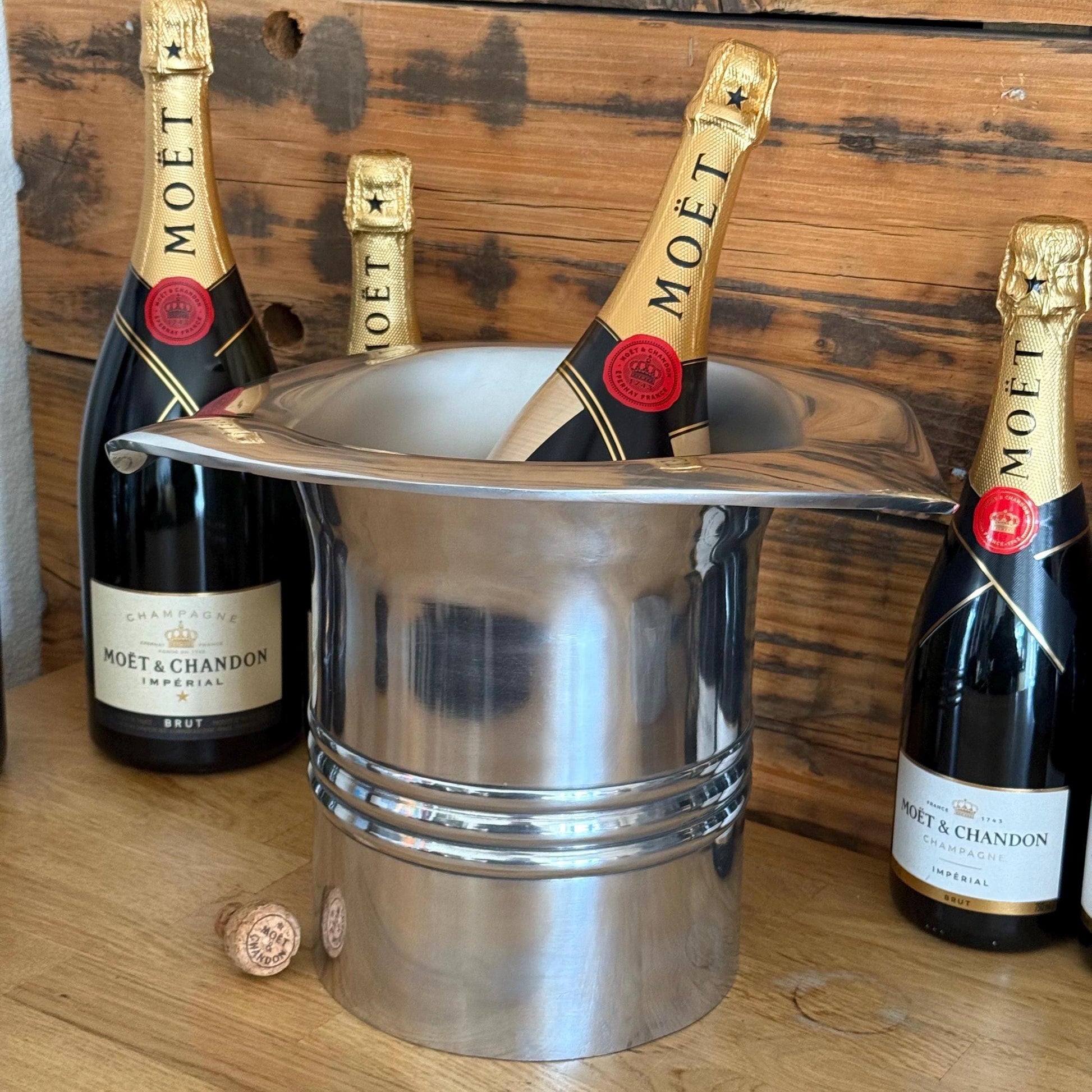 XL Top Hat ~ Solid Cast Engraved Champagne Ice Bucket | Wine Cooler Bath