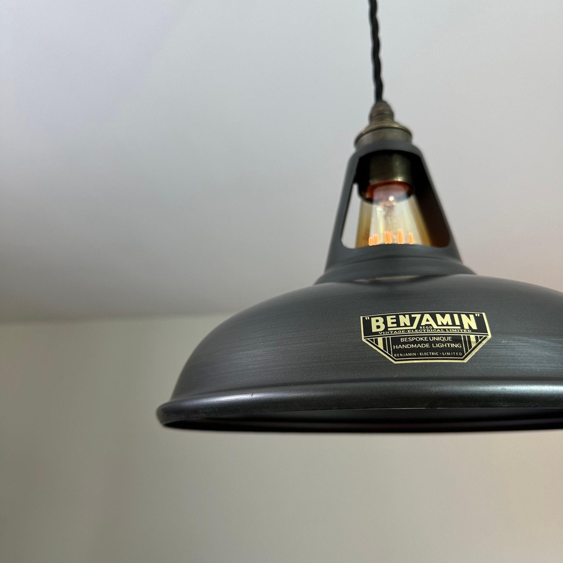 Cawston ~ Pewter Grey Slotted Lampshade Pendant Set Light ~ 11 Inch
