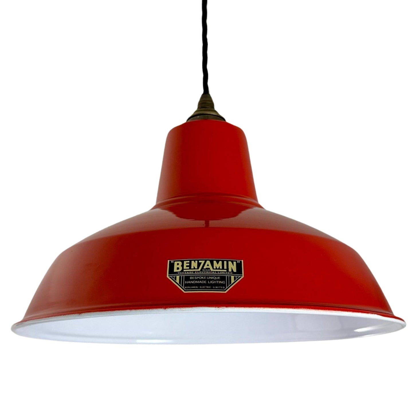Filby ~ British Red RLM Reflector Lampshade Pendant Set Light ~ 12.5 Inch