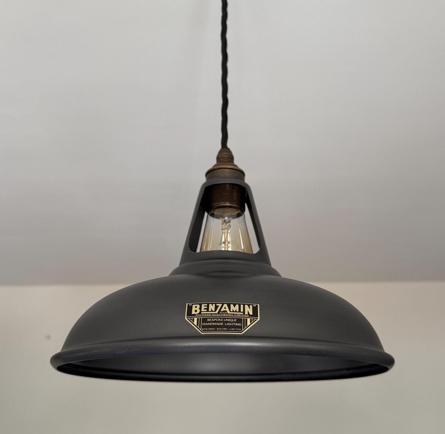 Cawston ~ Pewter Grey Slotted Lampshade Pendant Set Light ~ 11 Inch