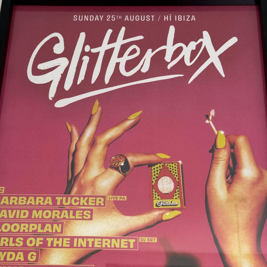 Glitterbox ~ Genuine Hi Ibiza Framed Dj Artwork | A3 Luxury Black Frame