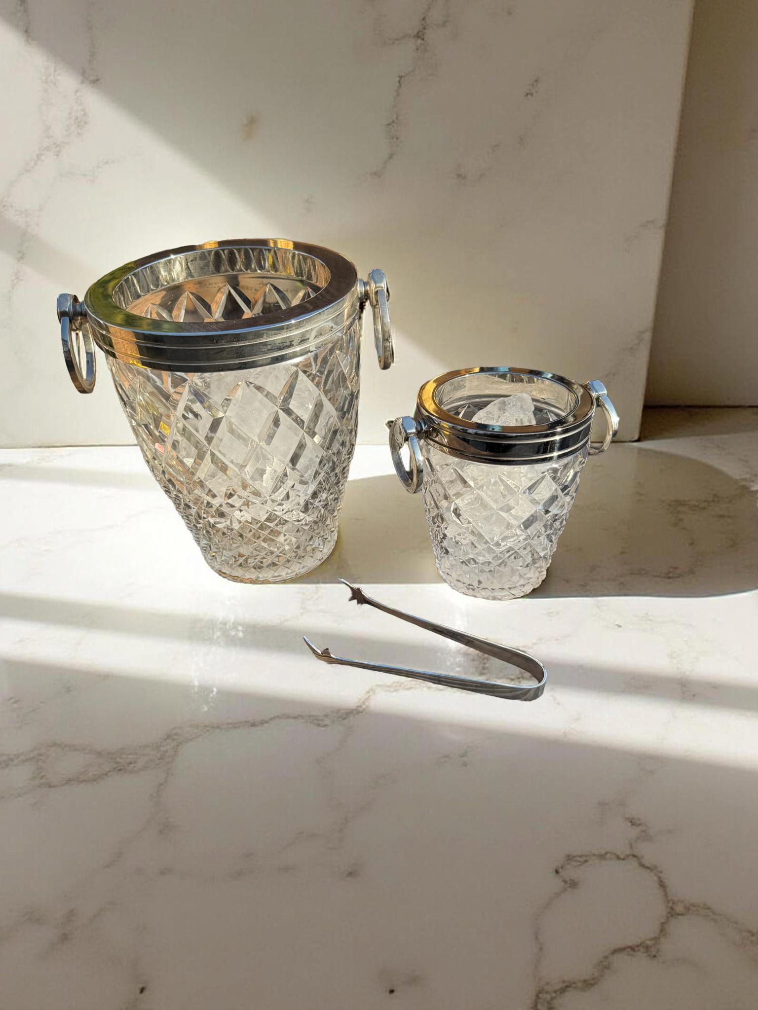 Maxlume ~ Luxury 3 Piece Solid Glass Hand Cut Engraved Wine & Ice Cooler Champagne Glass Bucket French