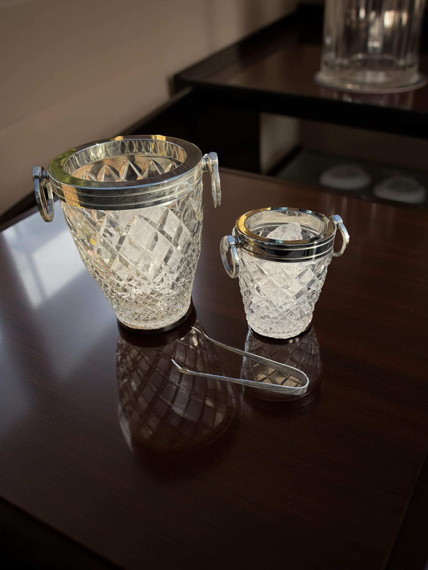 Maxlume ~ Luxury 3 Piece Solid Glass Hand Cut Engraved Wine & Ice Cooler Champagne Glass Bucket French