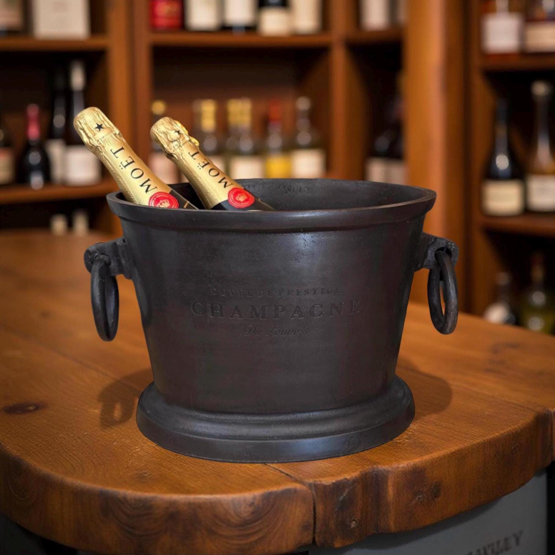Black Copper ~ Great Gatsby ~ Solid Cast Engraved Champagne Ice Bucket | Wine Cooler