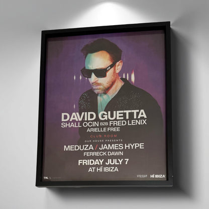 Hï Ibiza ~ David Guetta Genuine Official Framed Dj Artwork Travel Poster | Luxury Black Frame