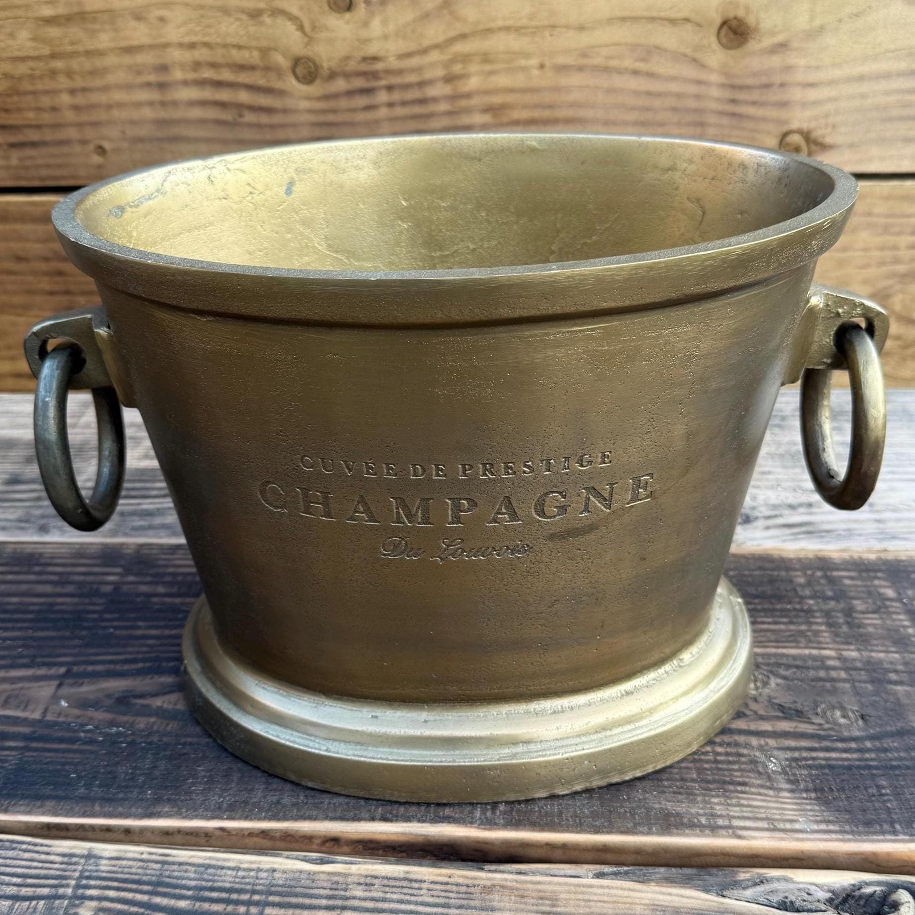 Antique Brass Great Gatsby ~ Solid Cast Engraved Champagne Ice Bucket | Wine Cooler