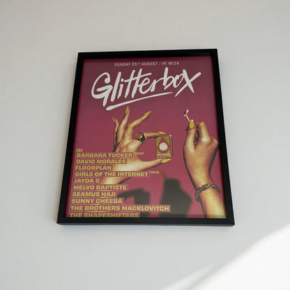 Glitterbox ~ Genuine Hi Ibiza Framed Dj Artwork | A3 Luxury Black Frame