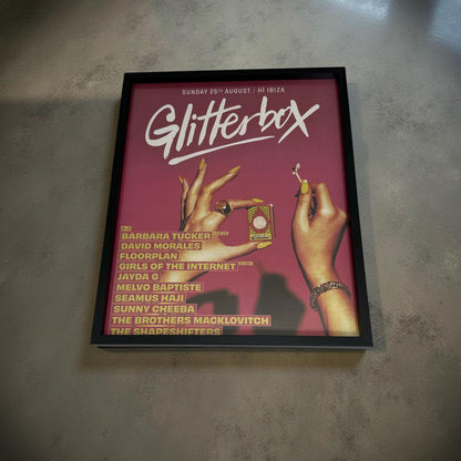 Glitterbox ~ Genuine Hi Ibiza Framed Dj Artwork | A3 Luxury Black Frame