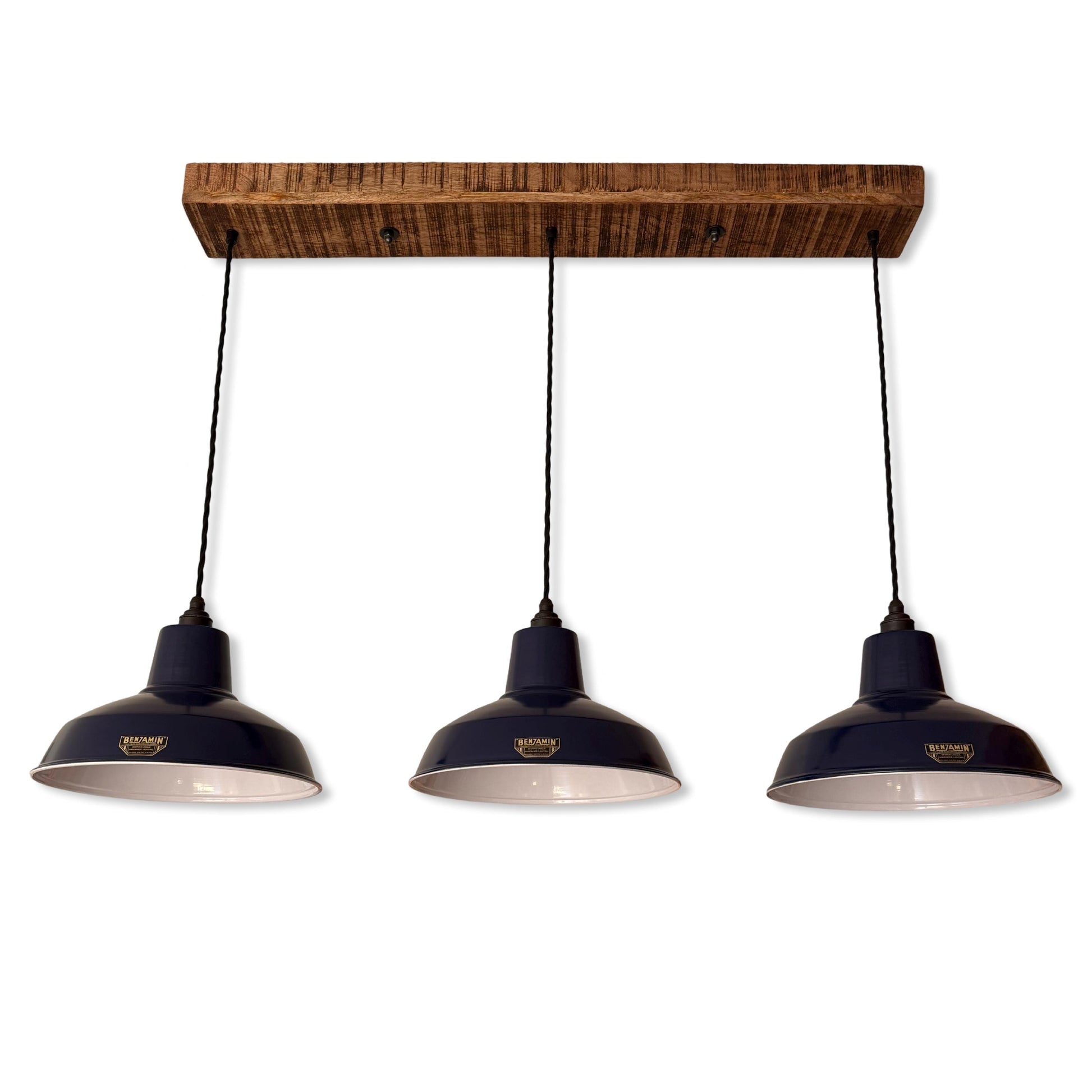 Filby x Royal Blue Lampshade Pendant Set Wooden Track Light Dining Room Kitchen Table No Bulb