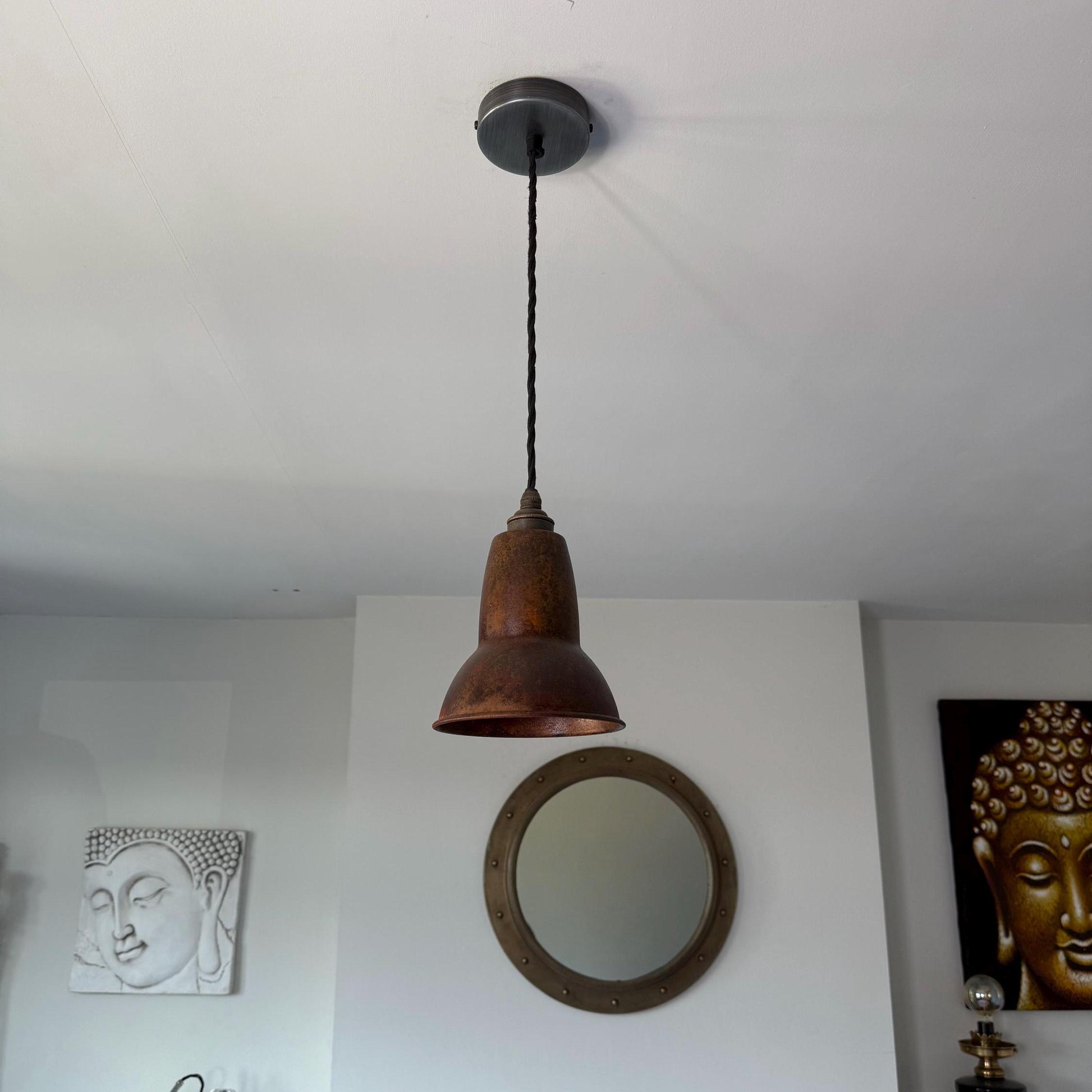 Alby - Rusted Solid Steel Lampshade Pendant Set Light - 6 Inch
