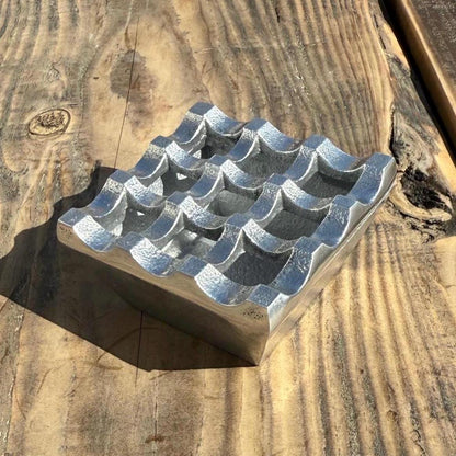 Small Silver Handcrafted Cast Aluminium Ashtray - Vintage Style Cigar Holder Ashtray - Heavy Cigarette Ashtray