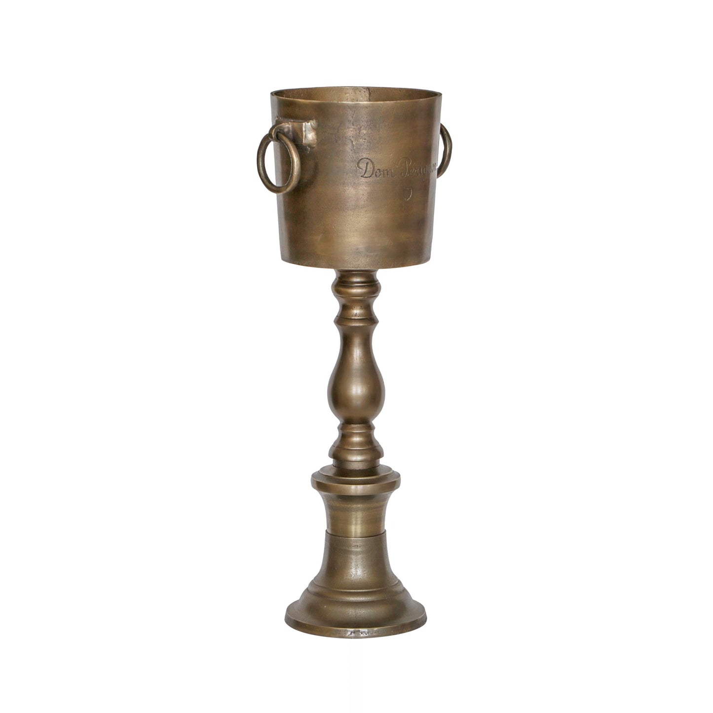 Dom Perignon Antique Brass ~ Solid Cast Engraved Champagne Floor Standing Ice Bucket | Wine Cooler