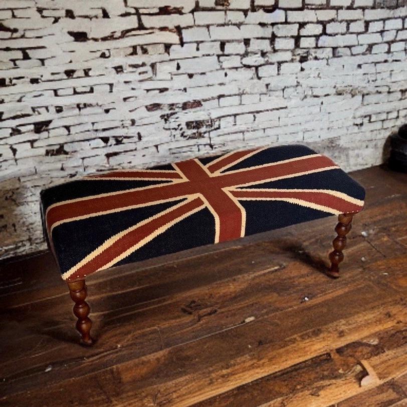 Great Britain Union Jack Ottoman Flag Bench Pouf