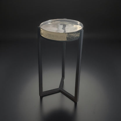 Solid Glass Round Accent Side Coffee Table Retro